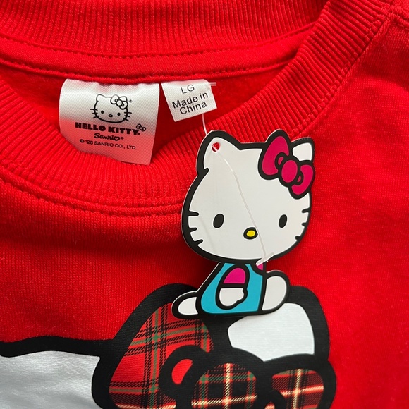 NWT Hello Kitty Holiday Christmas Sweatshirt Plaid Women's Large - Picture 4 of 9